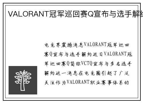 VALORANT冠军巡回赛Q宣布与选手解约